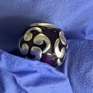 Pandora Purple Zen Enamel Sterling Silver Celtic Flow Charm Retired